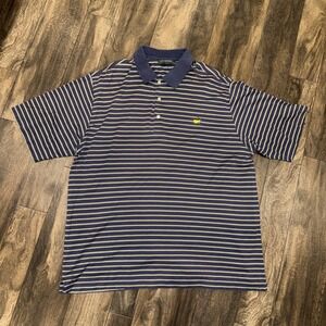 Masters Collection Golf Polo Shirt Navy Striped‎ Men's Size XL 100% Cotton